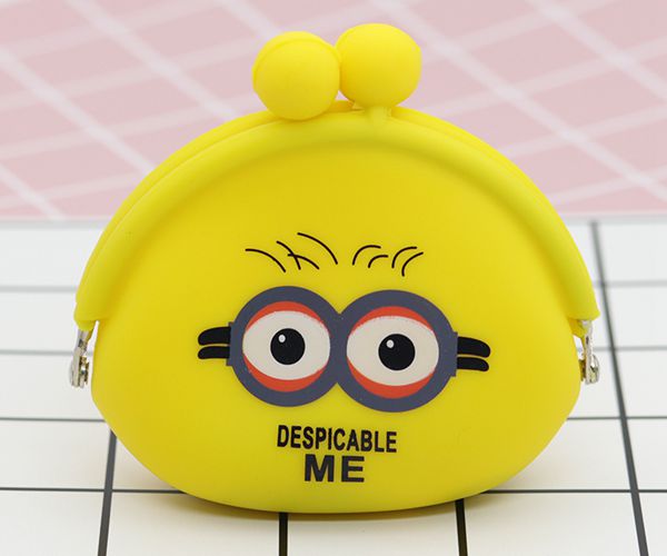 便攜矽膠錢包，卡扣矽膠零錢包，小黃人零錢包